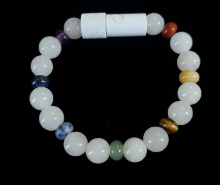 7 Chakra Bracelet with White Jade