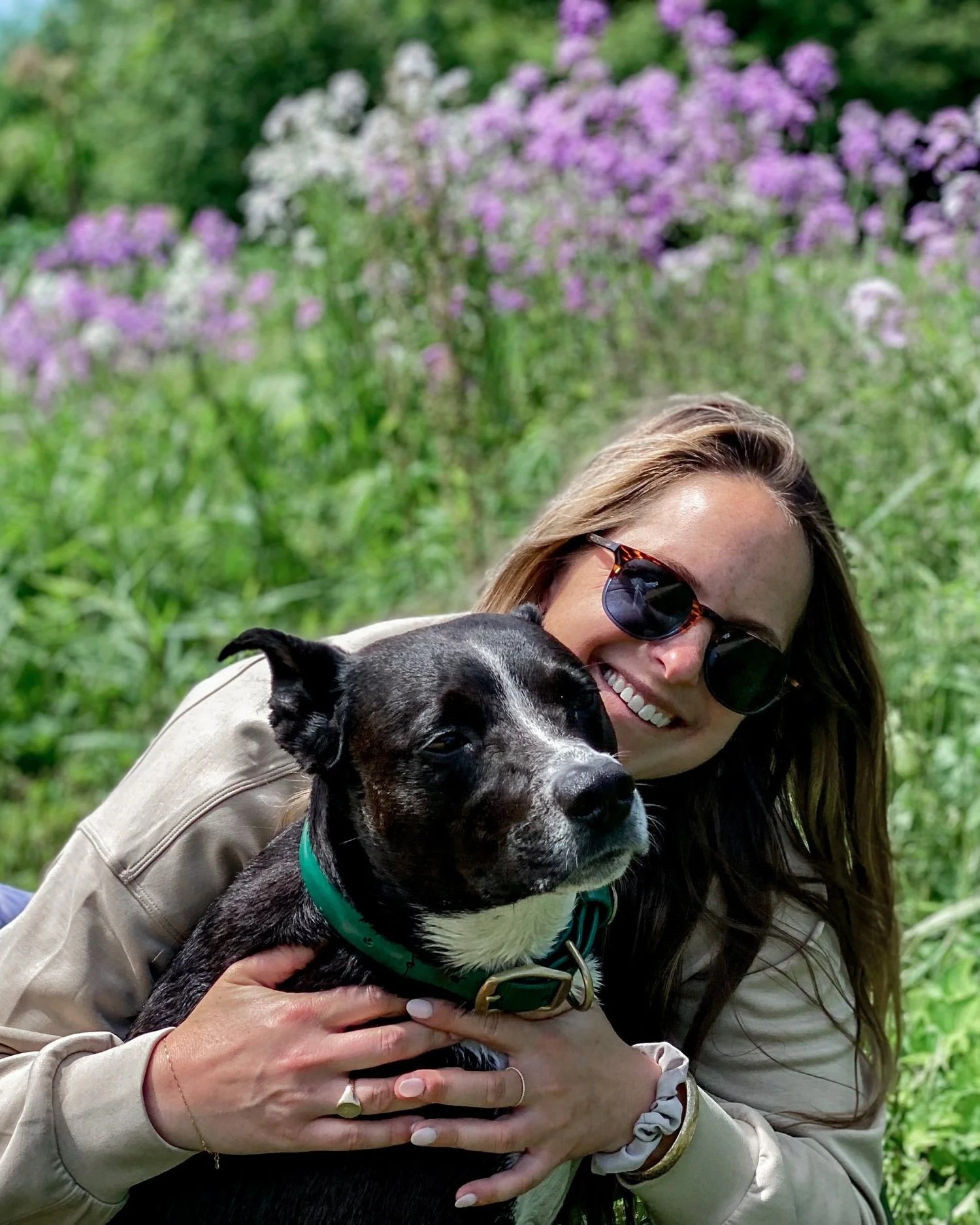 Isabel Stovsky outdoors with her dog in Cleveland