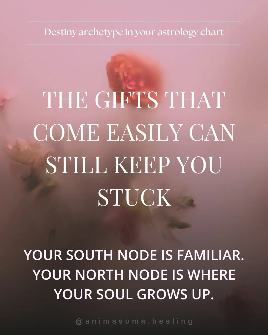 Your South Node shows the pattern your system already knows how to embody. It holds gifts, yes, but when you stay there too long, those gifts can turn into the very habits that keep you stuck.

Your North Node is the stretch. The place where growth f