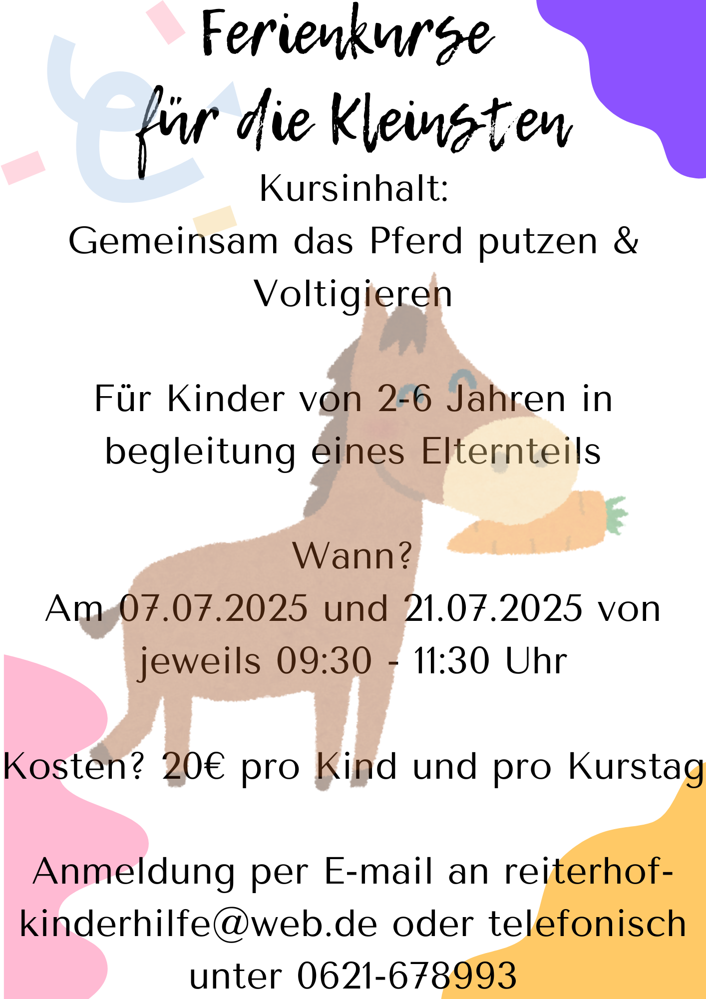 Bereits ausgebucht! Ferienkurs für die Kleinsten