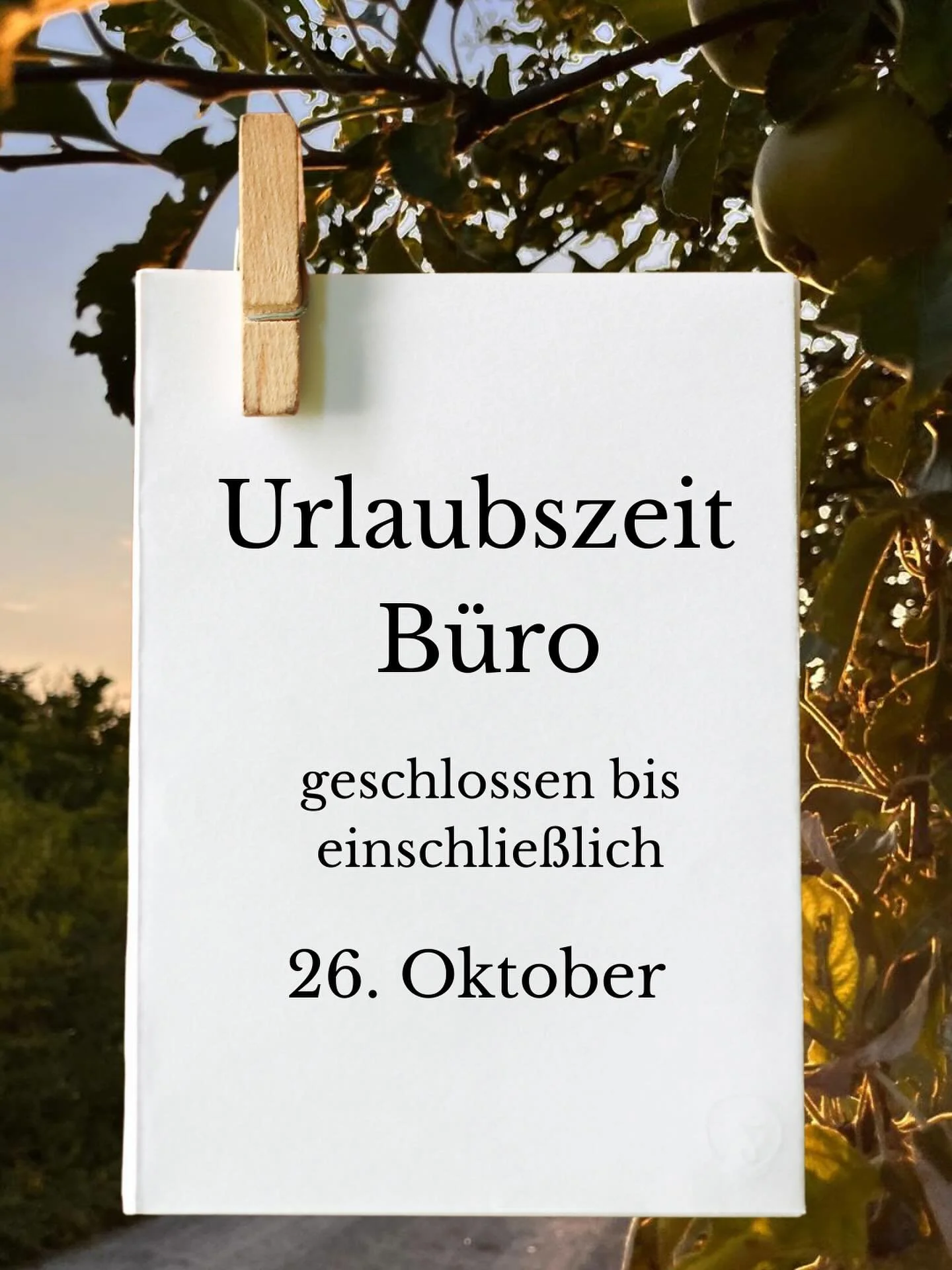 Unser B&uuml;ro ist vom 20. Oktober bis einschlie&szlig;lich 26. Oktober geschlossen. Ab 27. Oktober sind wie wieder f&uuml;r Eich da.