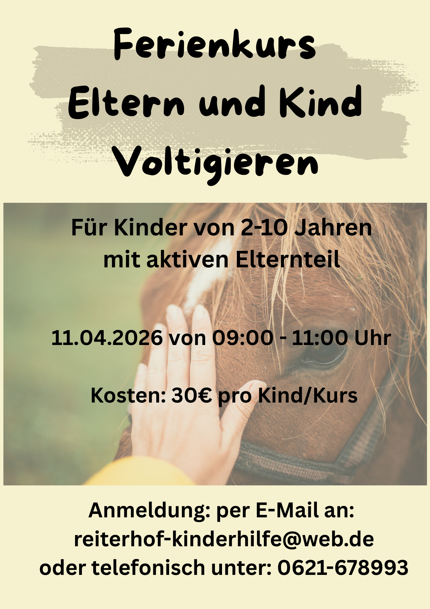 Ferienkurs Eltern und Kind Voltigieren