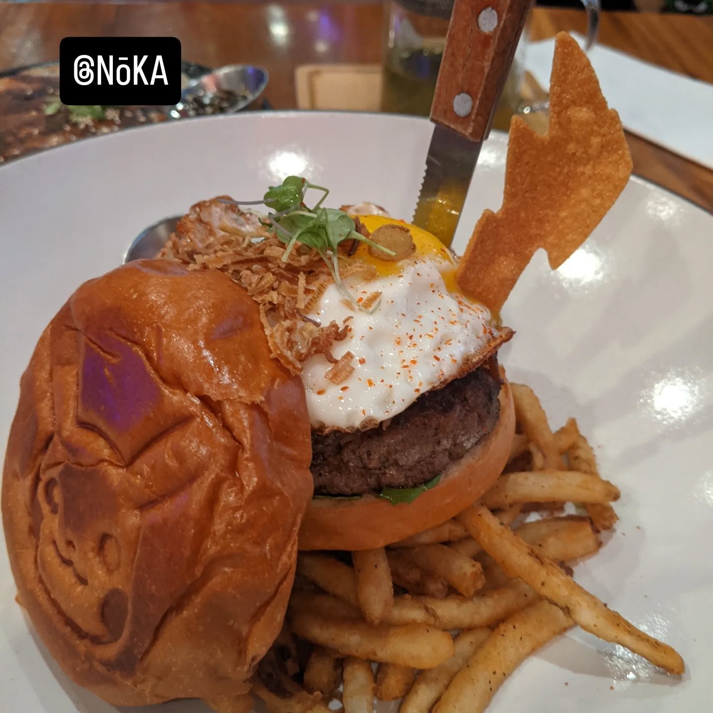 Tremendous &quot;Pikachu&quot; wagyu burger I got one weekend at @nokaramensf in Jack London Square.