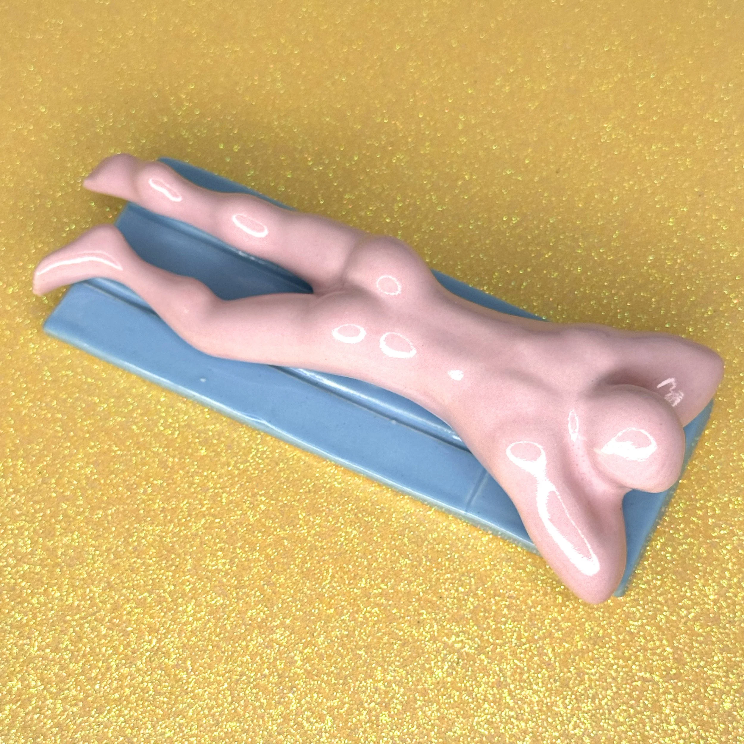Vacation Buddies Lying On Front - Pink On Blue.jpg