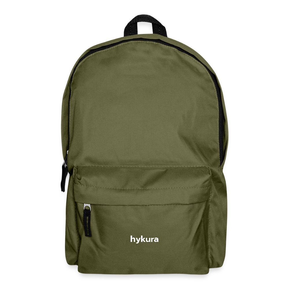 Hykura Venture olive green Pack backpack with double-zip main compartment, front pocket, and headphone port – ideal for school, travel, and leisure