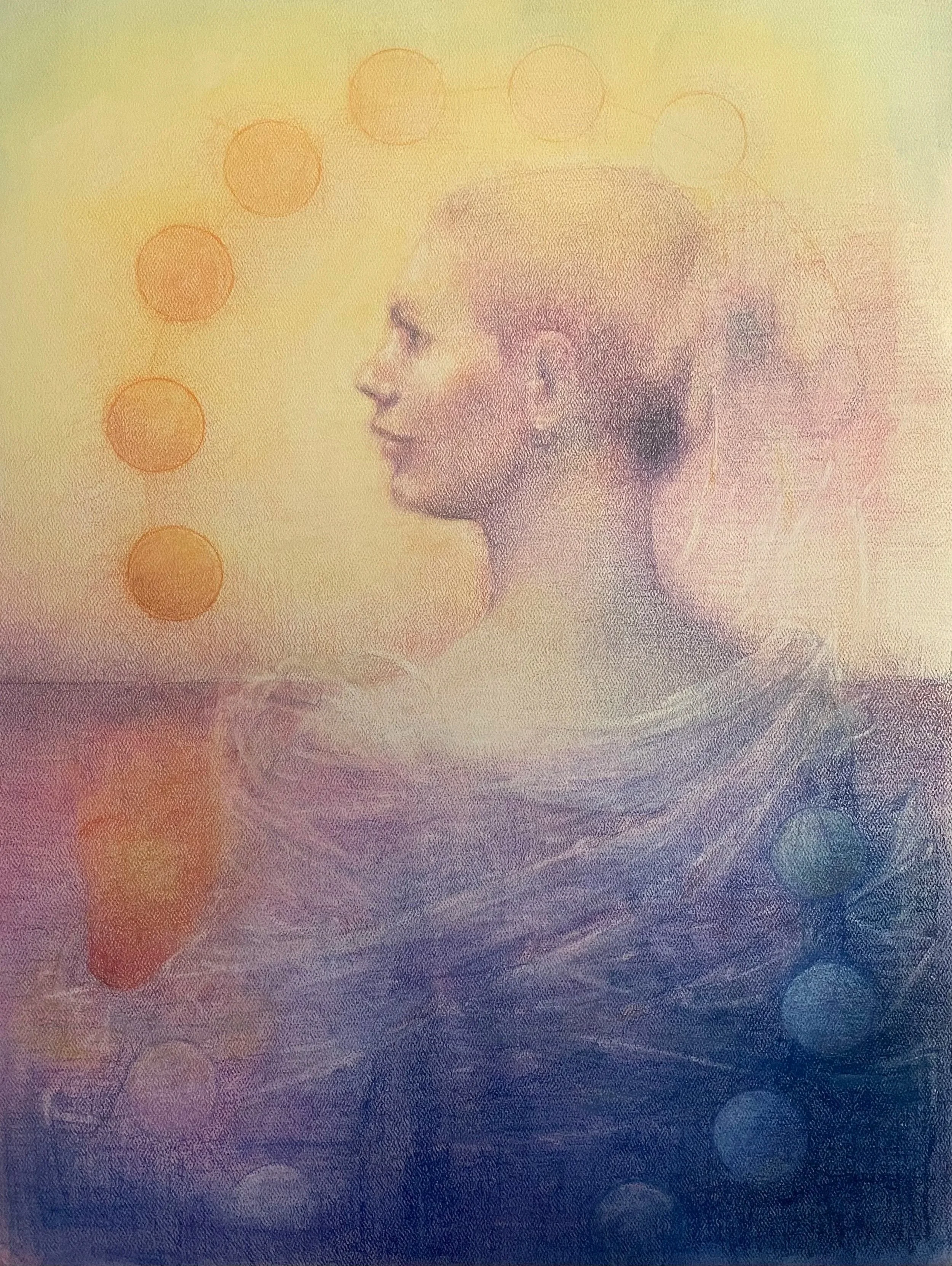 This Again | 24 x 18 | Drawn from live model This Again sits with the experience of old wounds resurfacing and life lessons circling back — again, and again. It holds a quiet knowing: that we have the heart and depth to feel it all fully as many time