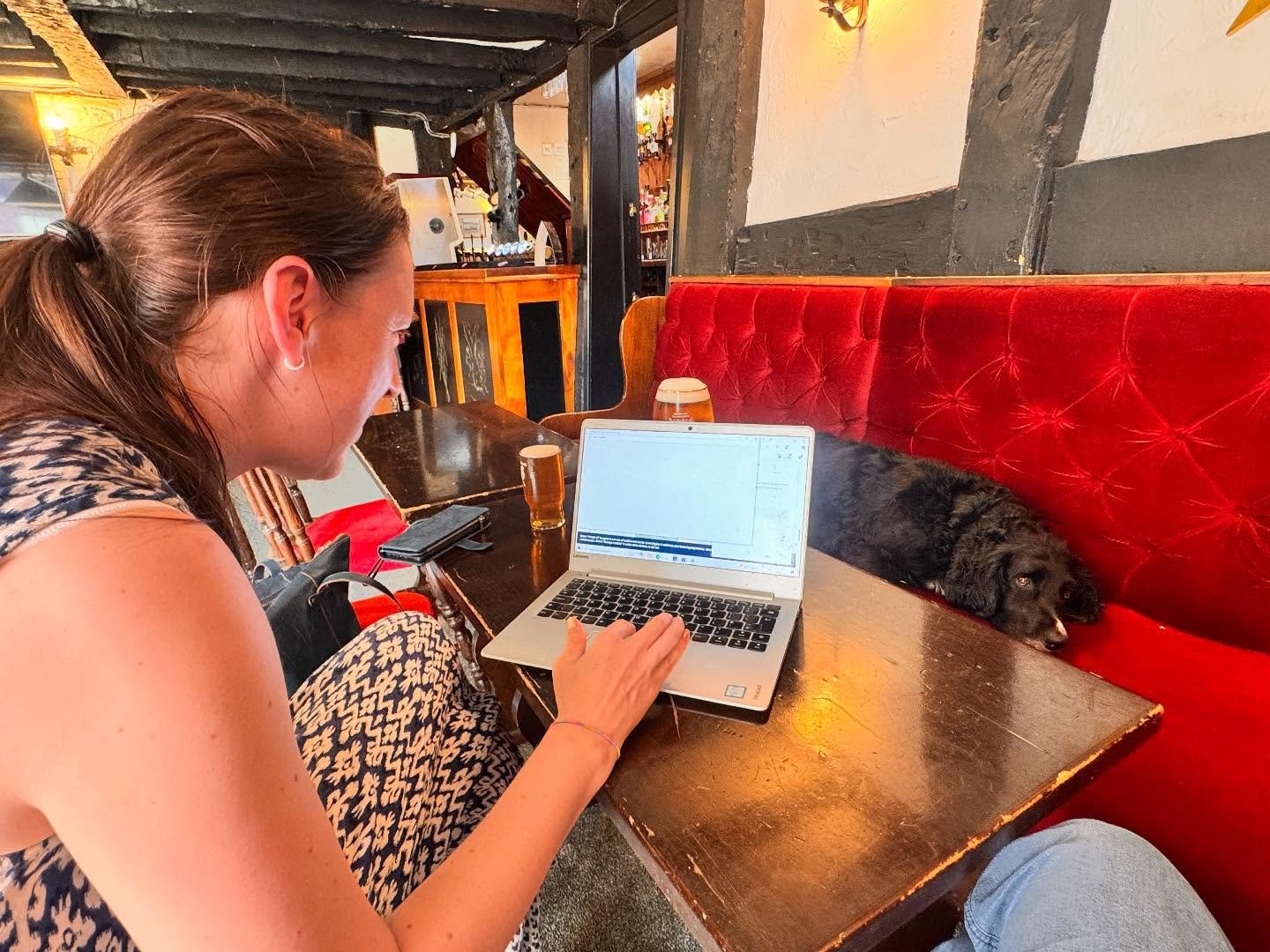 Little business meeting in the local tonight. We know Doug&rsquo;s not great in the shop so we thought he might like some website input. Final touches and all that. Nah. Wants biscuits. Good job Tallulah @doorsopendesign  was firm with us both! 

We&