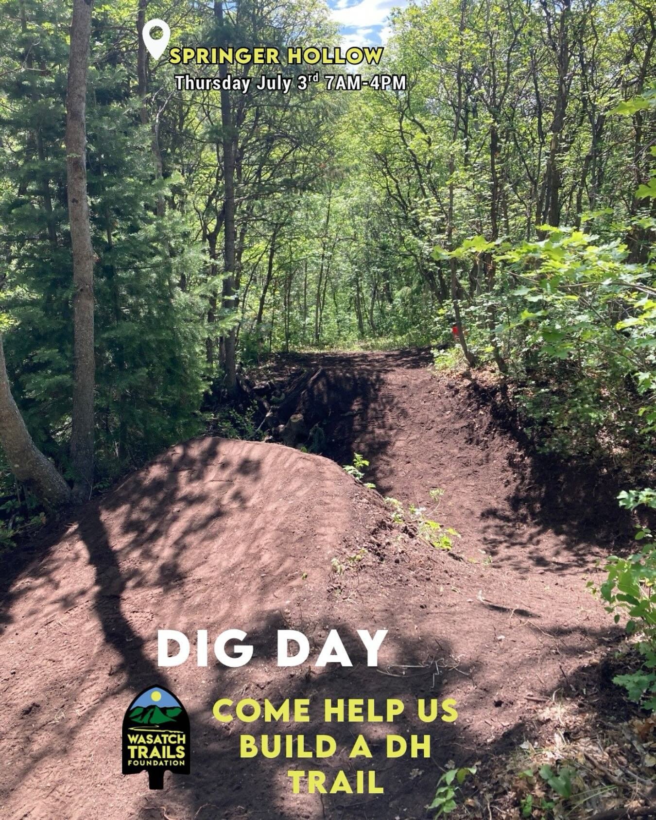 Come build trail with the crew this Thursday July 3rd on the new Springer Hollow downhill trail. From 7AM to 4PM. Reach out to @buildtrailridebike for details! #trails #trailwork #bike #support #wasatchtrailsfoundation #wasatchcounty