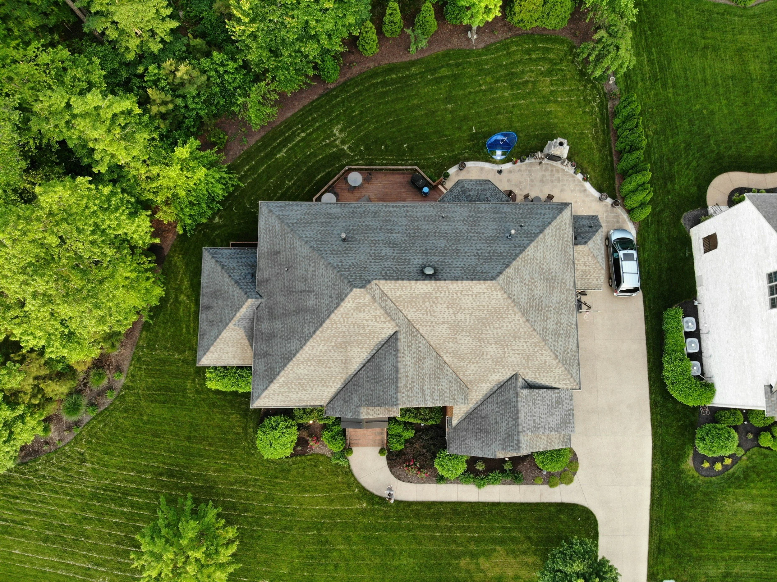 Aerial drone image looking straight down showcasing layout of property