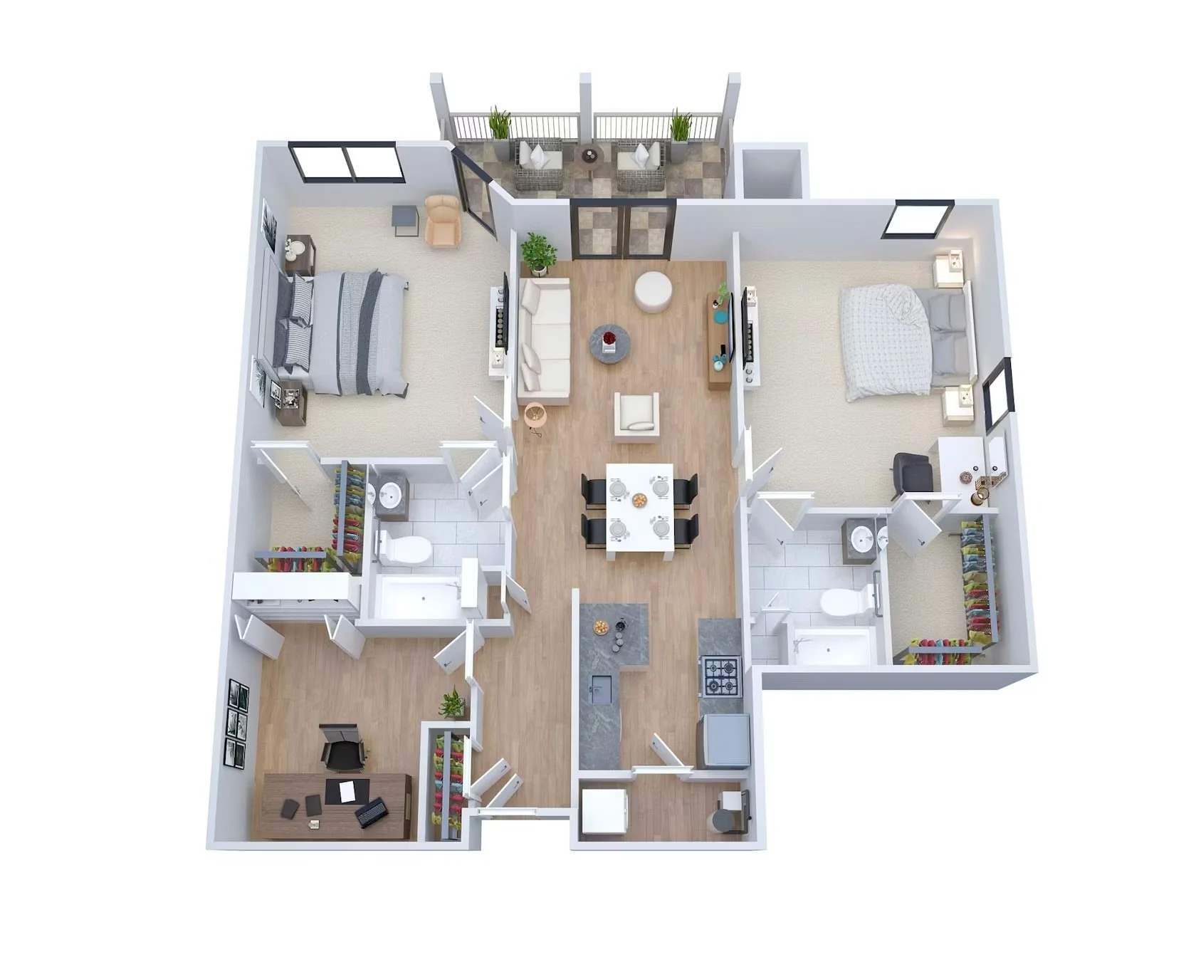 Enhanced floor plan highlighting the interior layout of a home