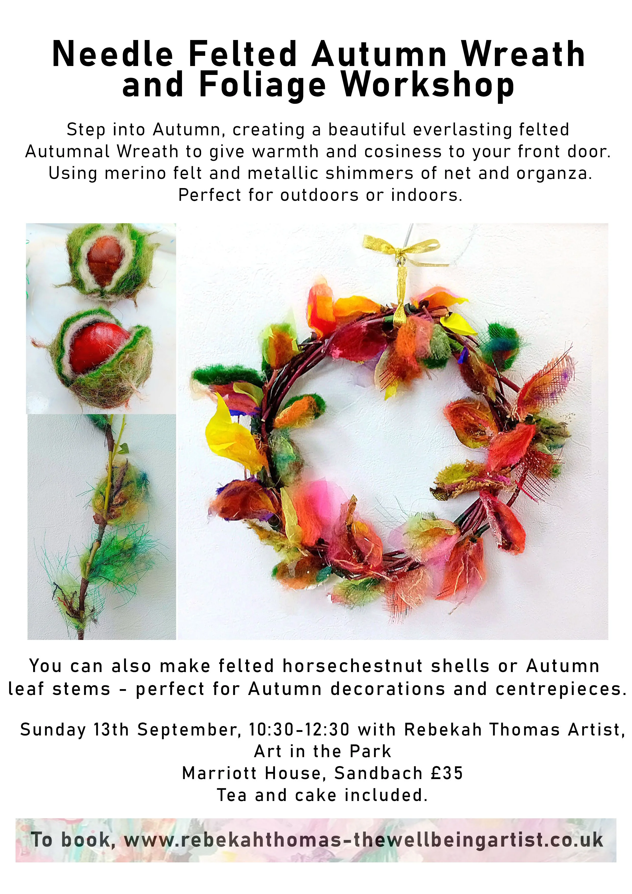 Needle Felted Autumn Wreath and Stem Workshop