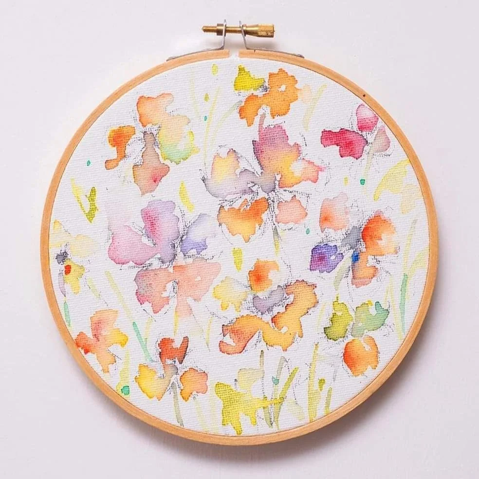 Orange Flowers on fabric