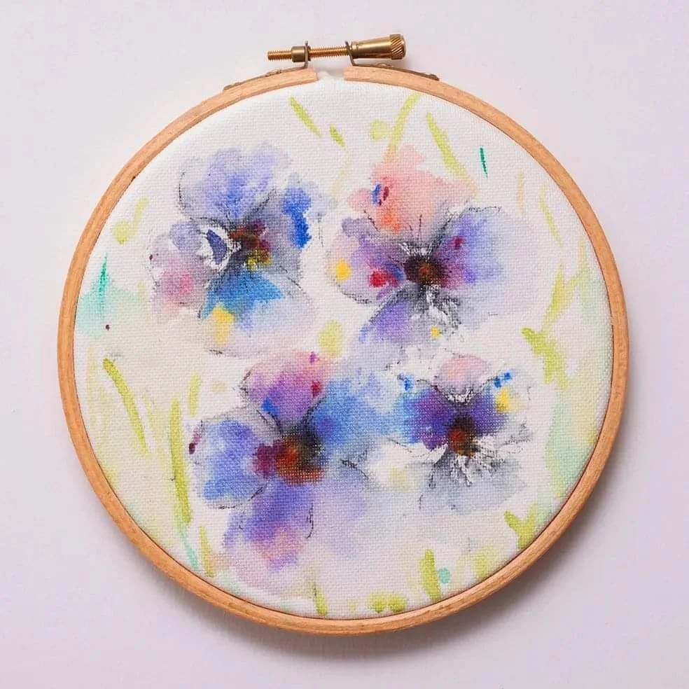 Blue Flowers on fabric