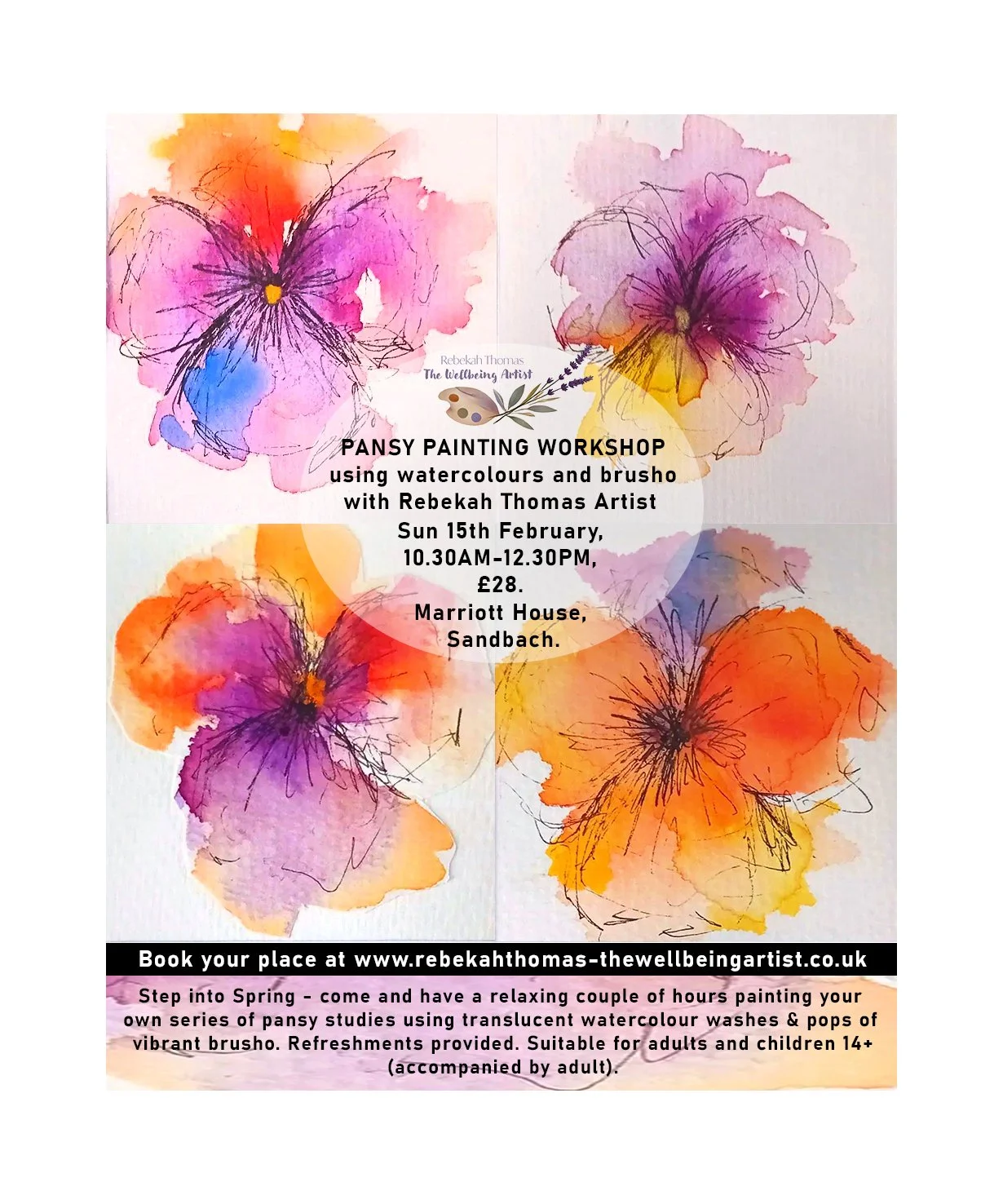 Pansy Studies - watercolours and brusho.