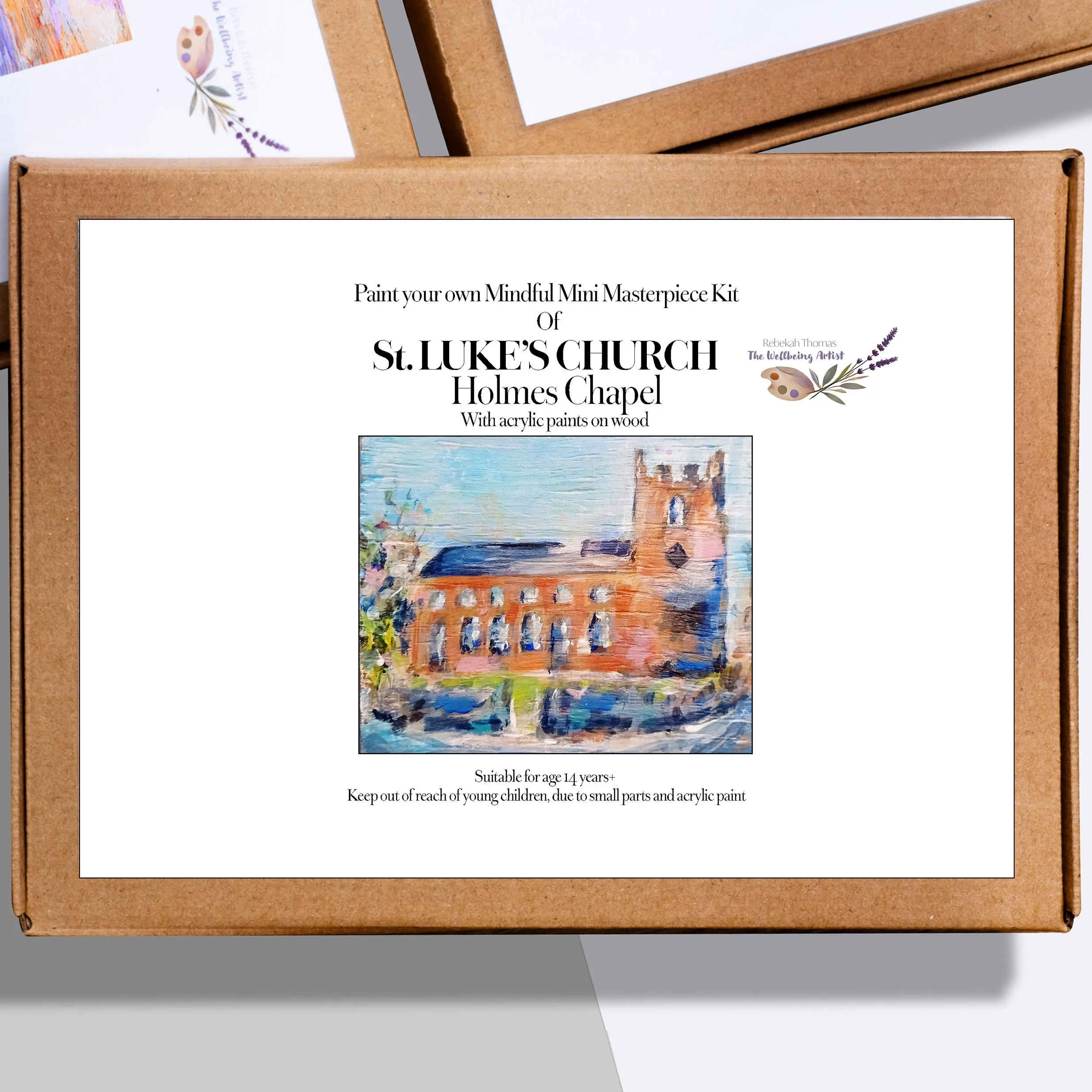 Mindful Mini Masterpiece Painting Kit of St Luke's Church, Holmes Chapel. MADE TO ORDER