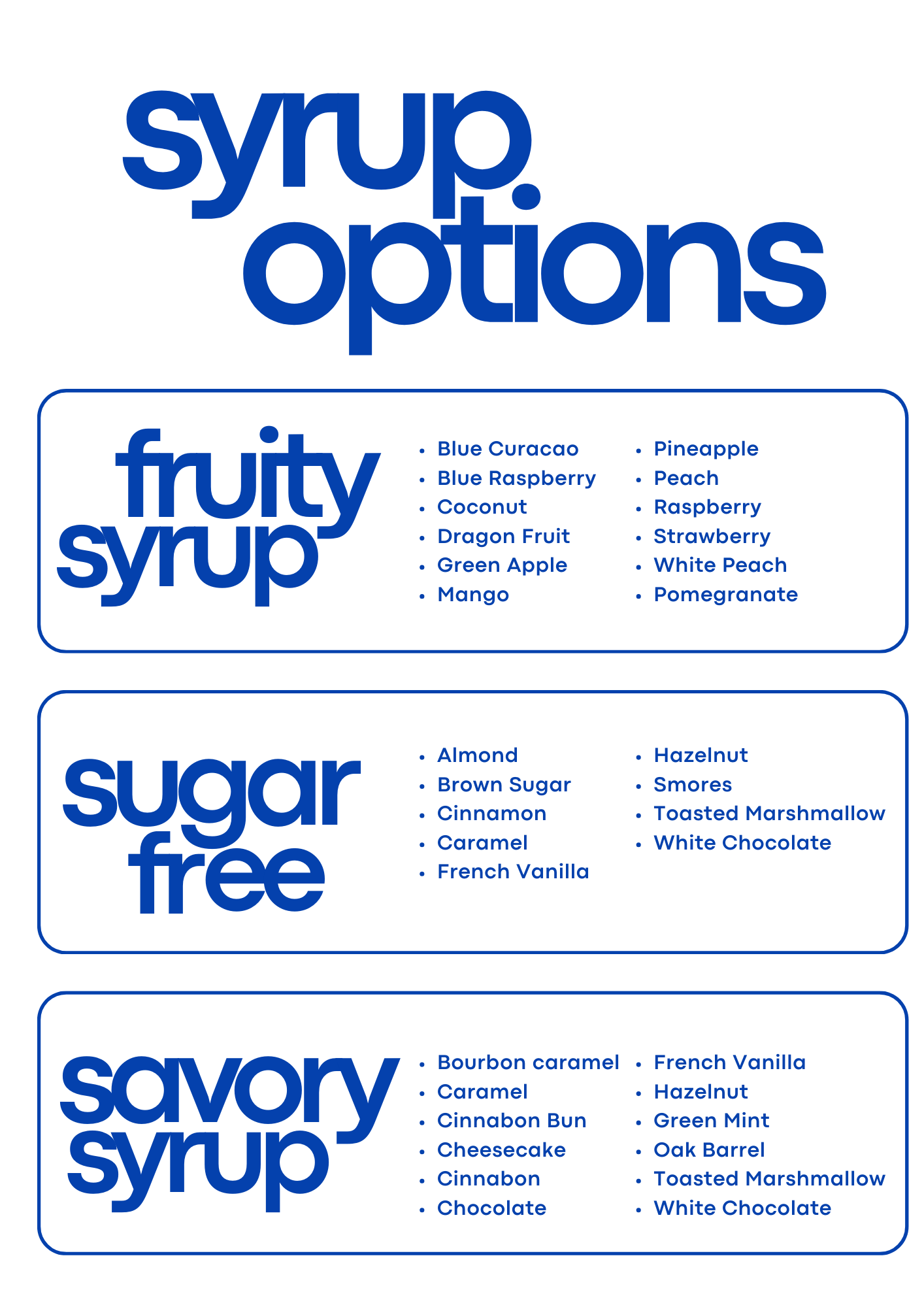 stoval drink syrup options
