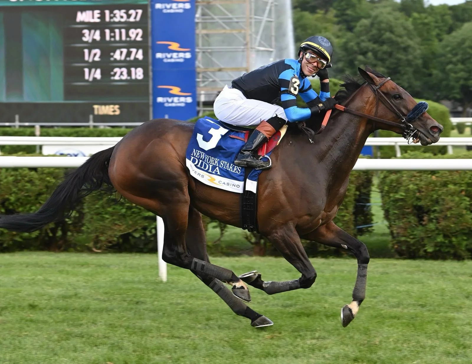  Didia winning the G1 New York Stakes 
