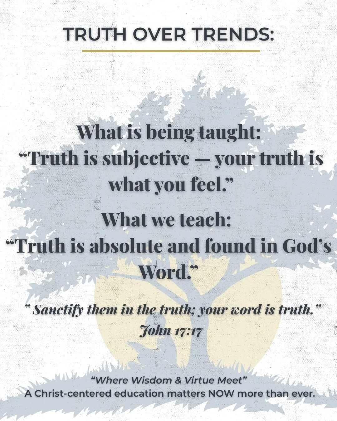 In today&rsquo;s classrooms, truth has become &ldquo;whatever you feel.&rdquo;

Feelings change &mdash; but God&rsquo;s Word never does.

At Summit Paideia Academy, we teach students that truth is not found in opinion polls or emotions, but in the un