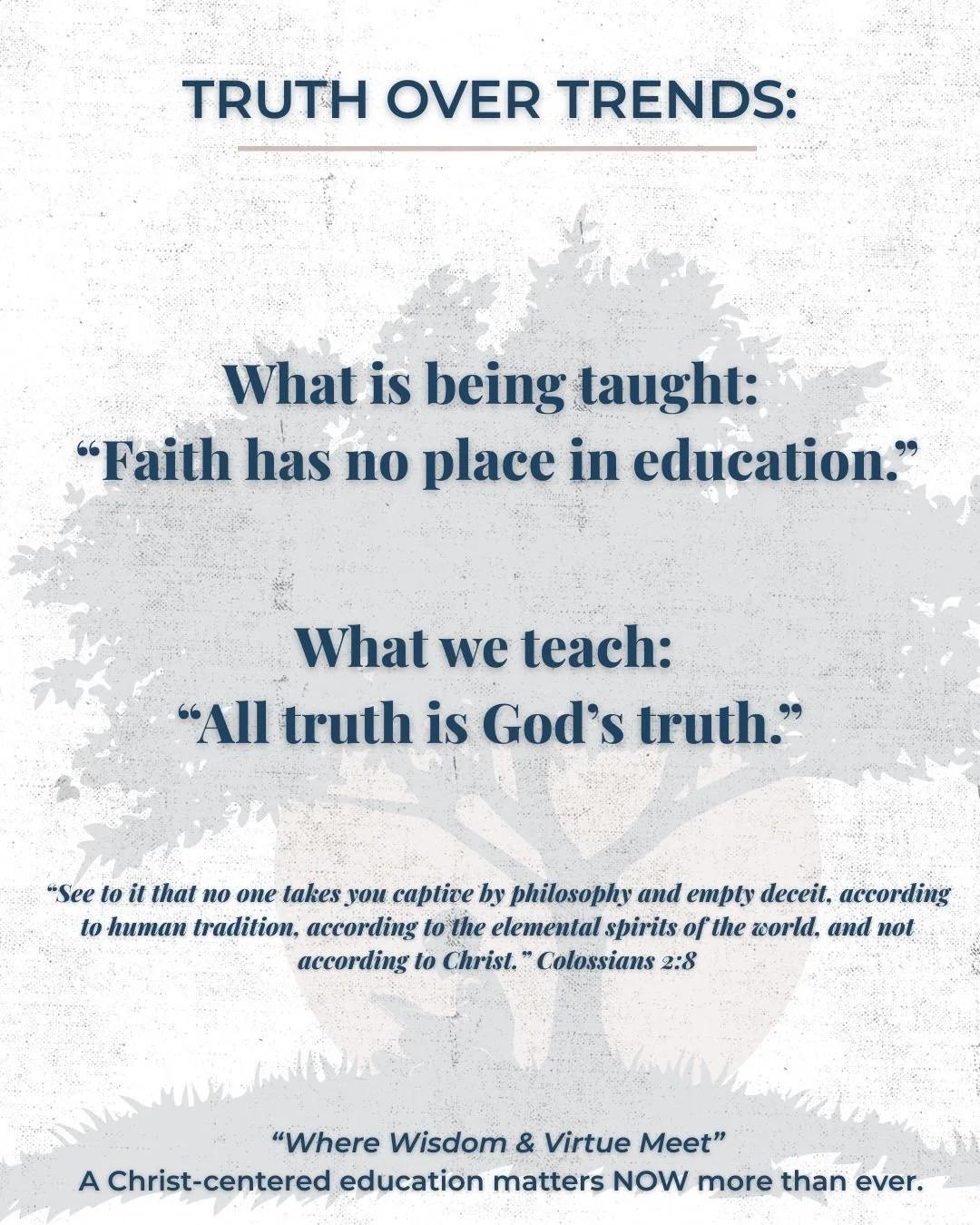 Public education tells our children that faith has no place in the classroom &mdash; that truth and reason must be separate from God.

But when we remove the Creator from education, we lose the very foundation of wisdom itself.

At Summit Paideia Aca