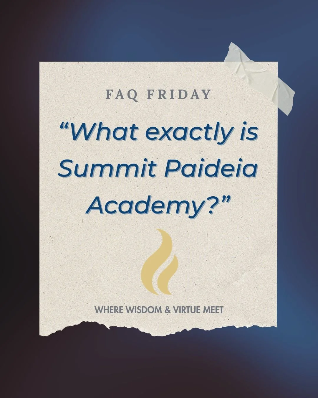 Summit Paideia Academy is a homeschool hybrid &mdash; not a traditional private school or co-op.

Students attend campus classes 2 or 3 days per week for academic instruction, community, and enrichment&hellip; then learn at home the remaining days of