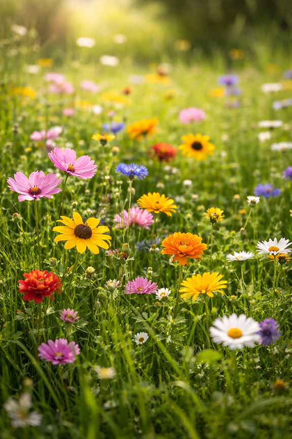 wildflowers growing in the grass