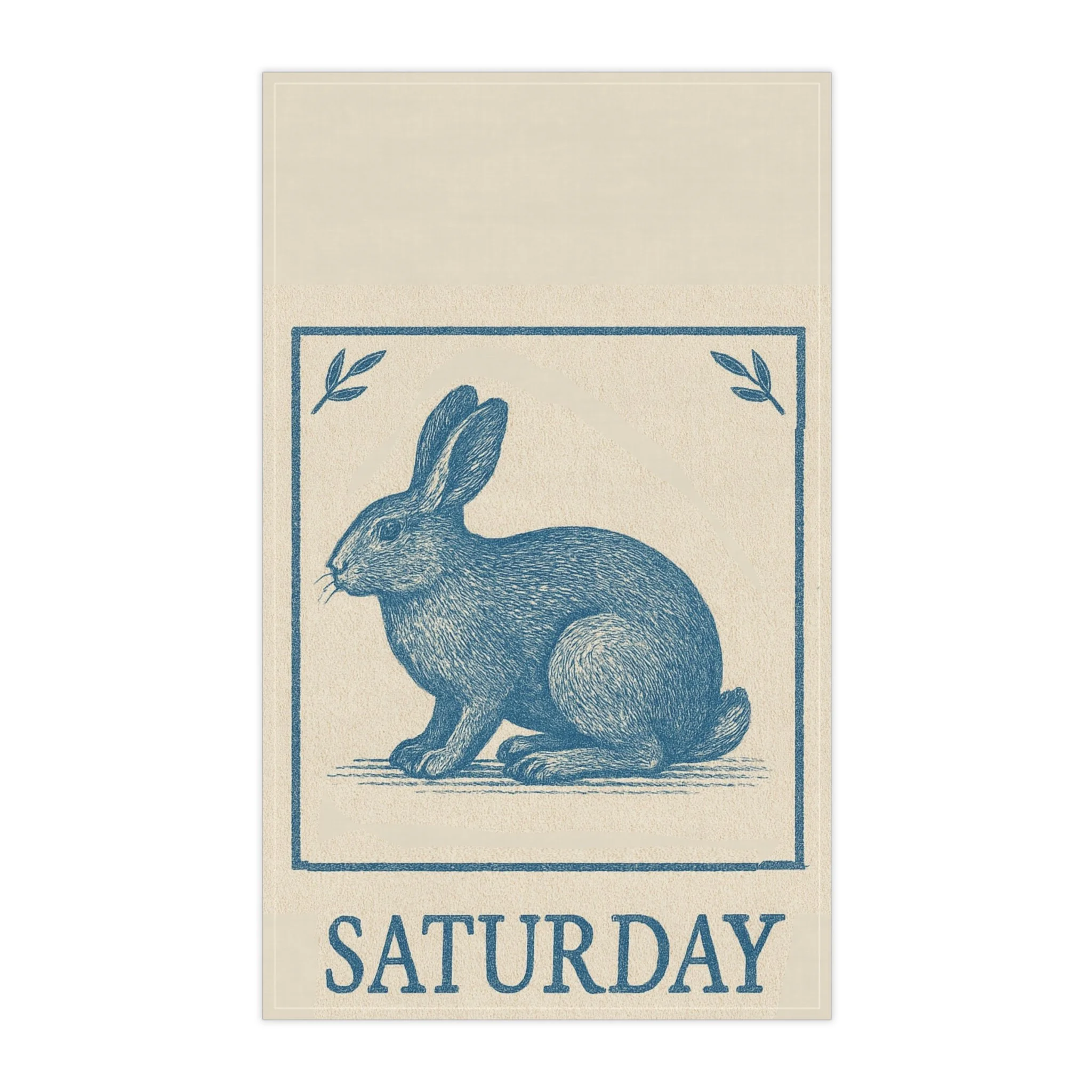 Rabbit Print Cotton Dish Towel for Saturday