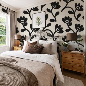 Folk Garden – Black on Cream