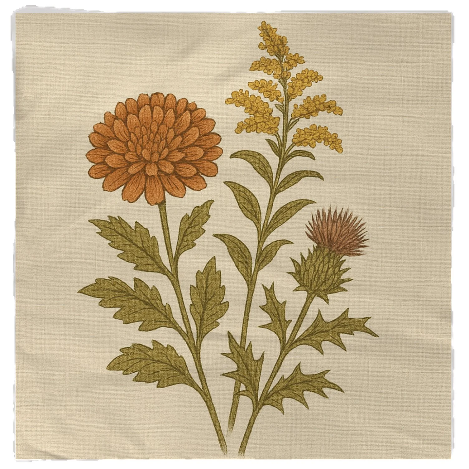 autumn flowers and thistles napkin