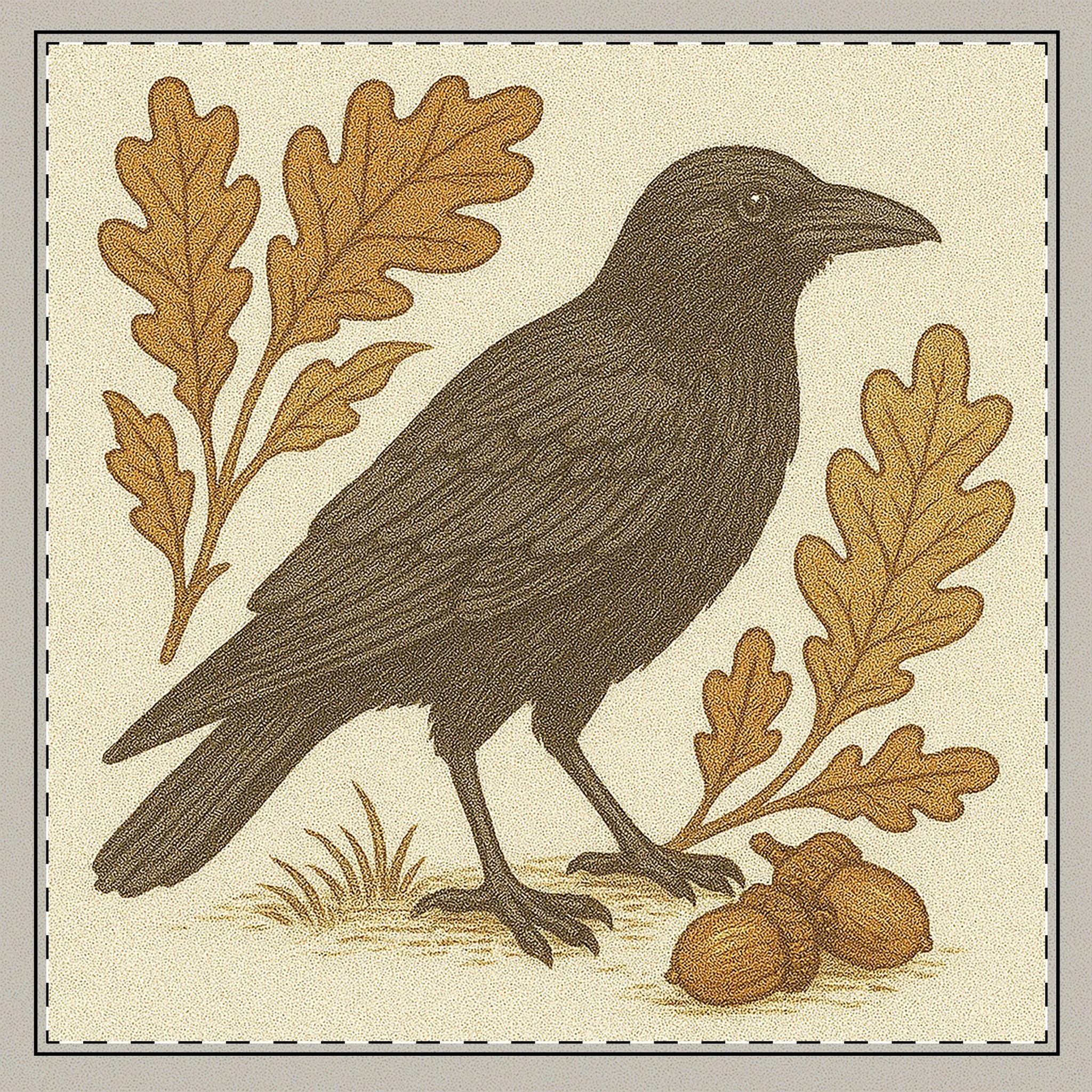 crow and acorns with leaves napkin