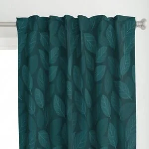 Deep Teal Tone-on-Tone Leaves Curtains.jpeg