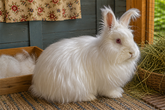 Satin Angora rabbit
