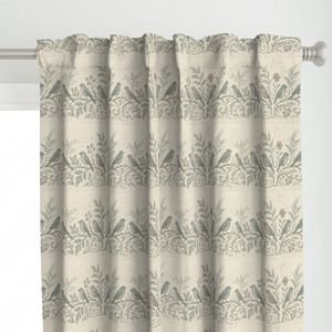 Hand drawn birds and florals on curtains