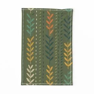 Olive Dash & Leaf Stripe Kitchen Towel.jpeg