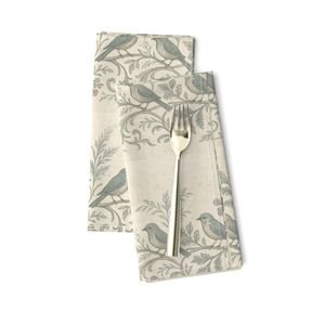 Hand drawn birds and florals on napkins