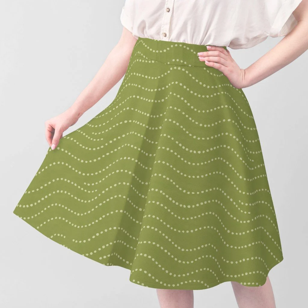 Olive Textured Dot Wave Skirt.jpeg