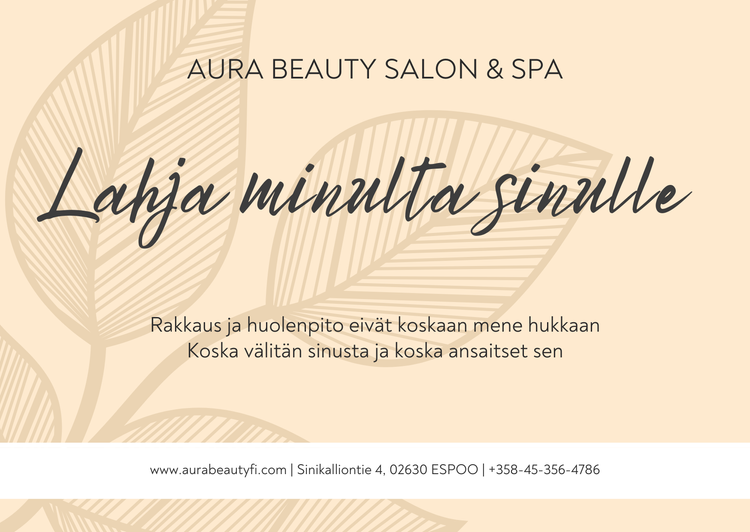 Aura Beauty lahjakortti — Head-Spa ja kauneuspalvelut Espoo