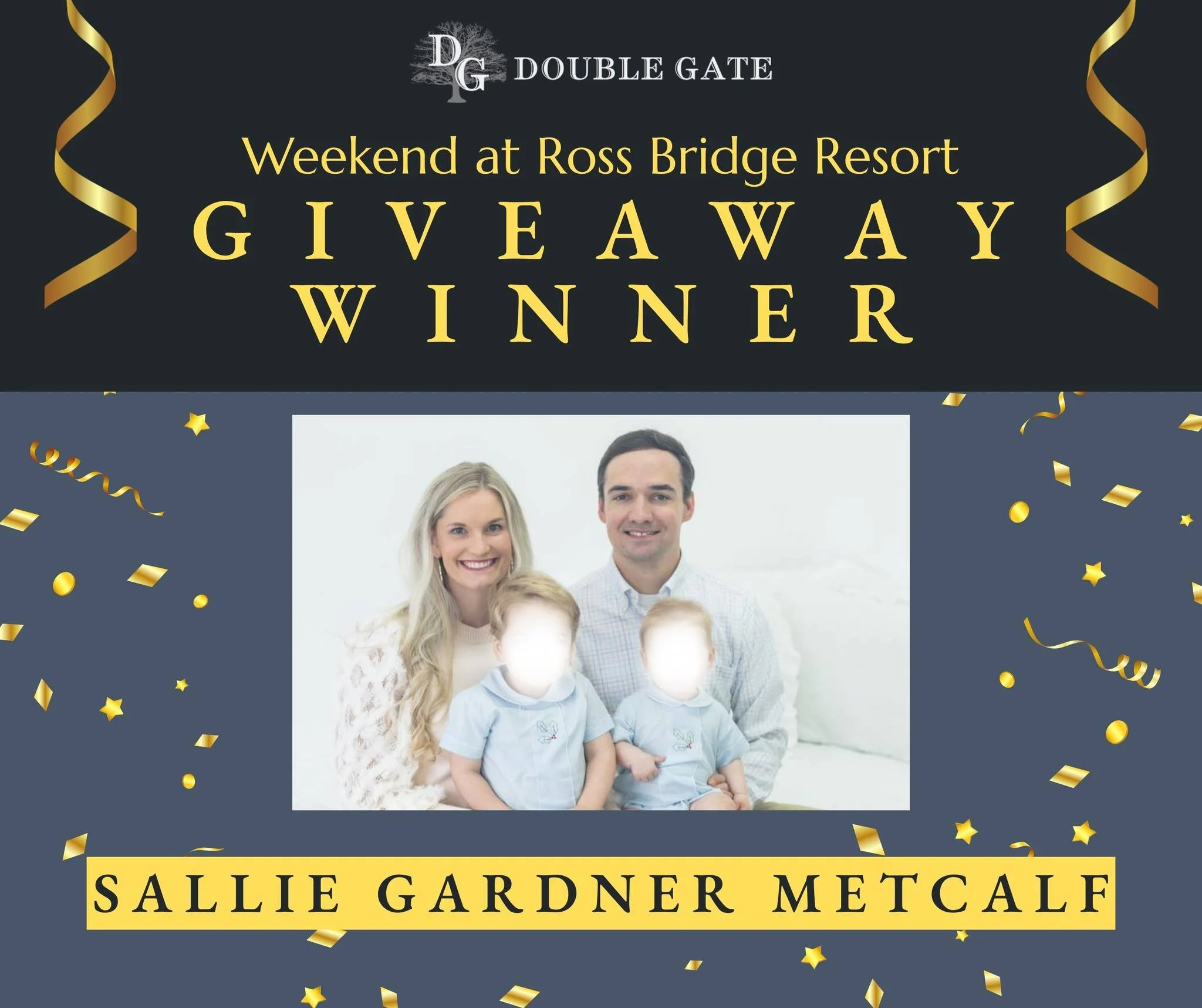 🎉 Congratulations to Sallie Gardner Metcalf &mdash; our Weekend at Ross Bridge Resort Giveaway Winner! 🏰⛳🧖🍷

We hope you enjoy a relaxing and memorable stay, courtesy of Double Gate! 💛

#GiveawayWinner #DoubleGateHomes #RossBridgeResort #Getaway