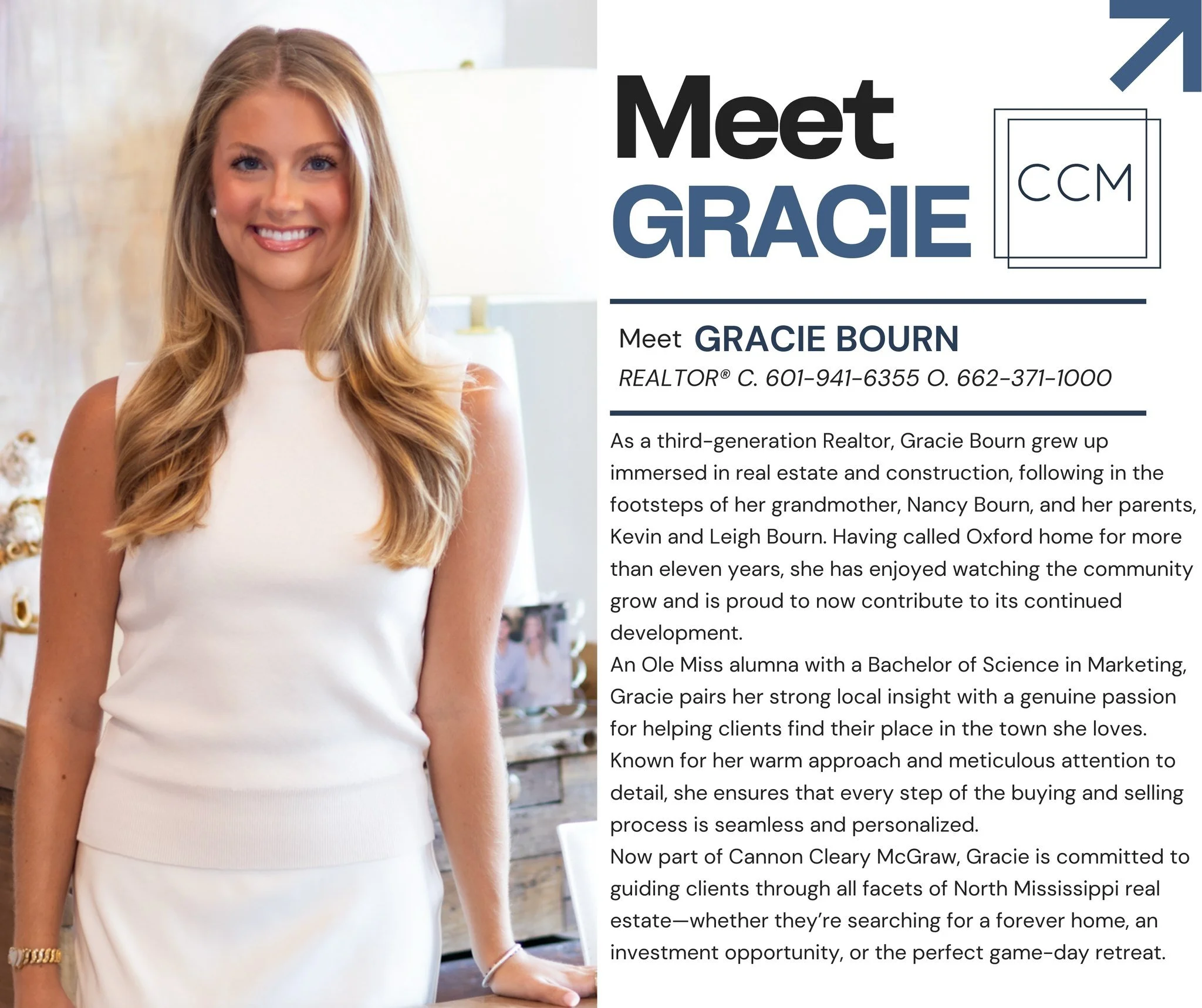 Meet Gracie Bourn 👋

A third-generation Realtor&reg;, Oxford local, and trusted guide for buyers and sellers at Double Gate. We&rsquo;re proud to partner with professionals who care deeply about this community and its future.

 #cannonclearymcgraw #