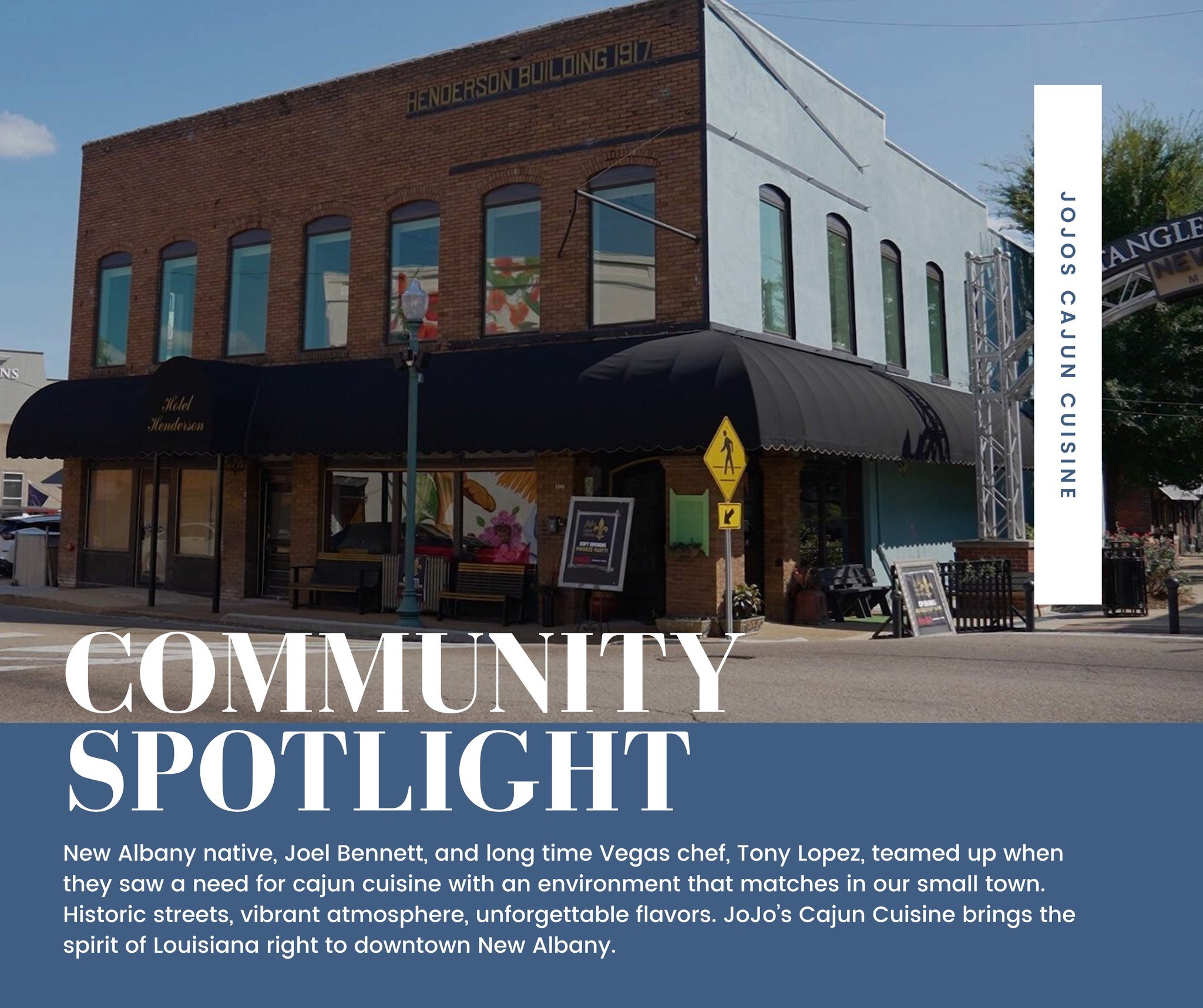 Shining a light on one of our favorite local gems 🌟

JoJo&rsquo;s Cajun Cuisine brings the bold flavors of Louisiana right to historic downtown New Albany. Founded by New Albany native Joel Bennett and Vegas chef Tony Lopez, this vibrant spot serves
