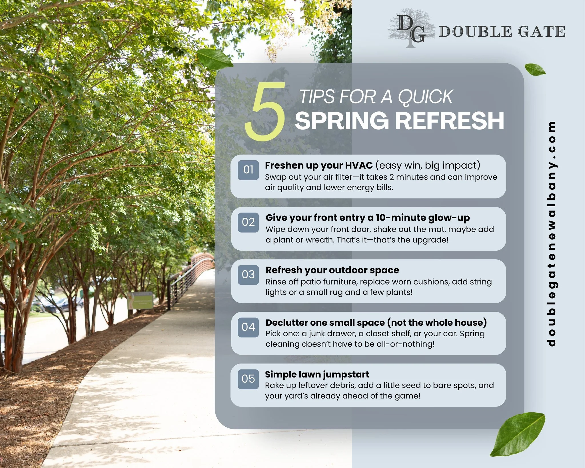 A quick spring refresh doesn&rsquo;t have to take all weekend 🌿

A few small updates&mdash;like swapping your air filter, freshening up your front entry, or giving your outdoor space a little love&mdash;can make your home feel brand new.✨🏡

❓Which 