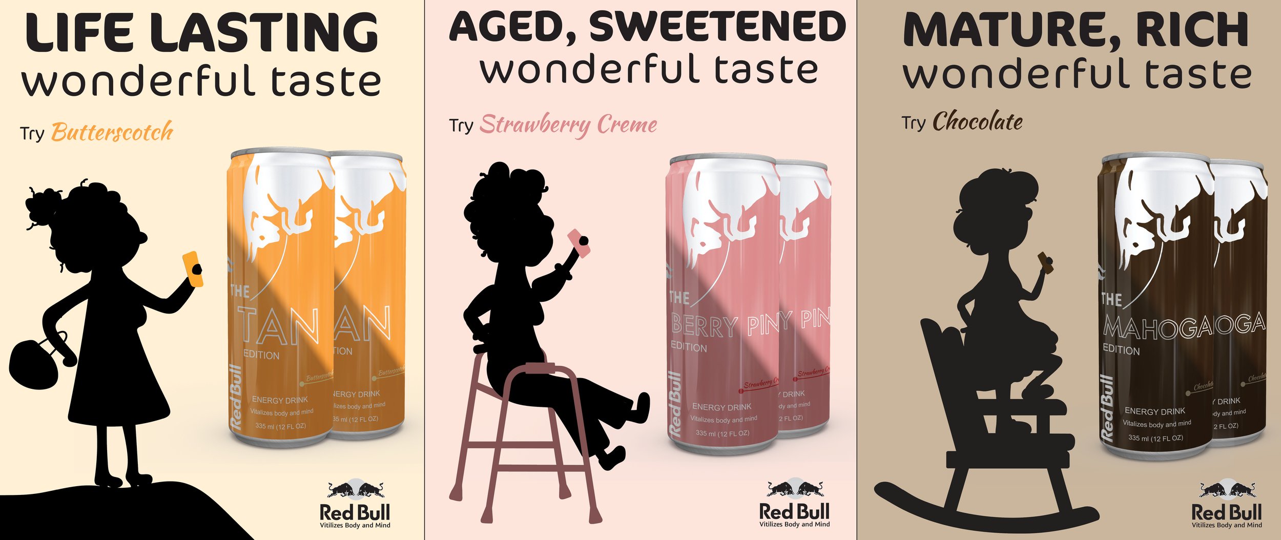 Group shot of the three RedBull Ads.