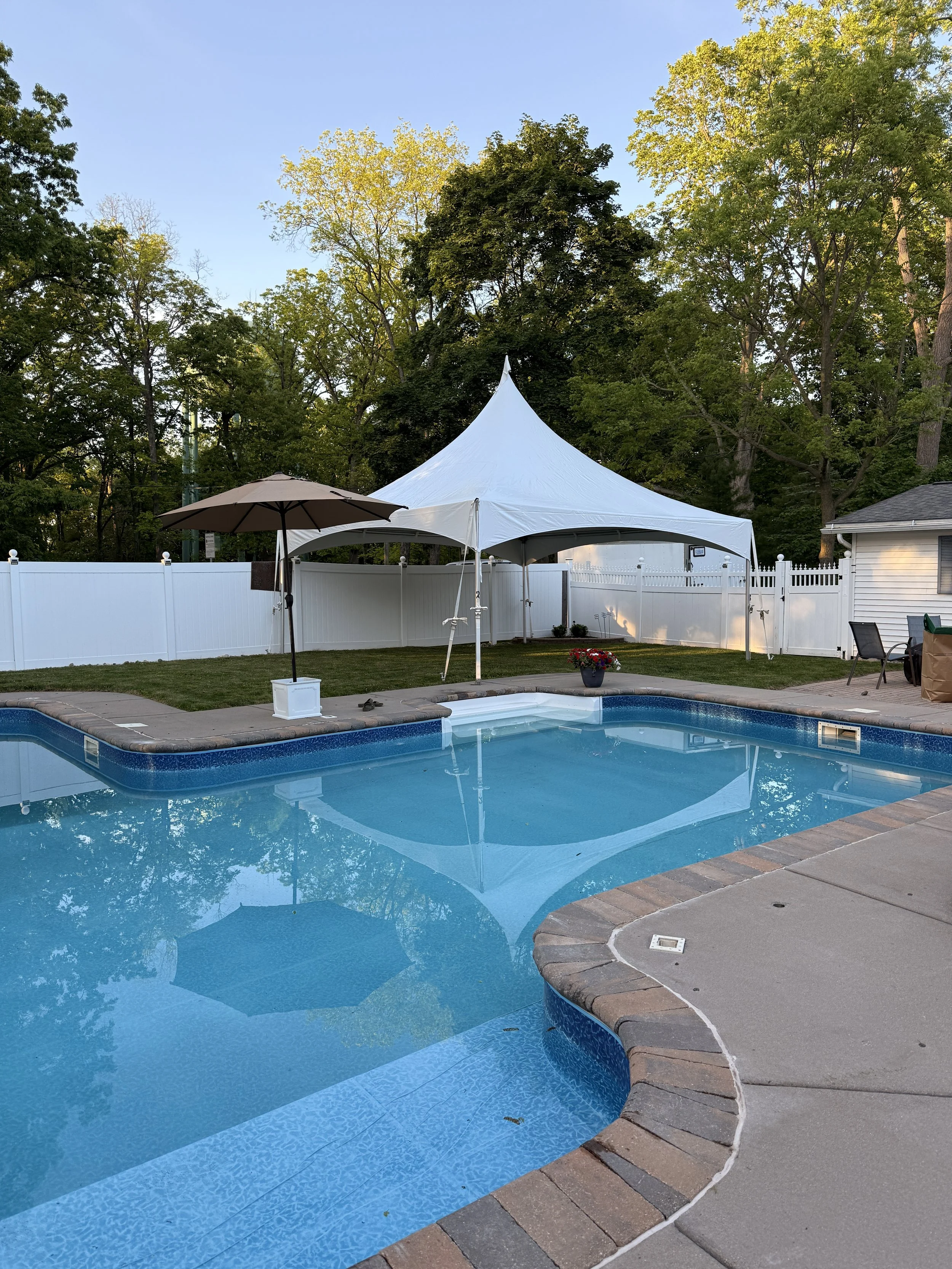 20x30 event tent set up for Balloonfest in Michigan using Smith Block tent ballasts.