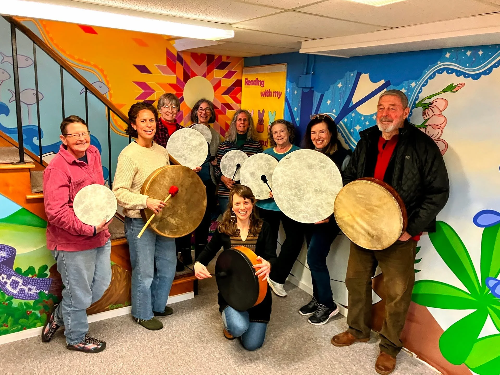 It has been such an honor - and necessary adventure! - to bring my Drum in Joy, Intro to Frame Drumming and WomenSing for Peace offerings to other community spaces in the region, always with the intention to build emphathic and resilient communities 