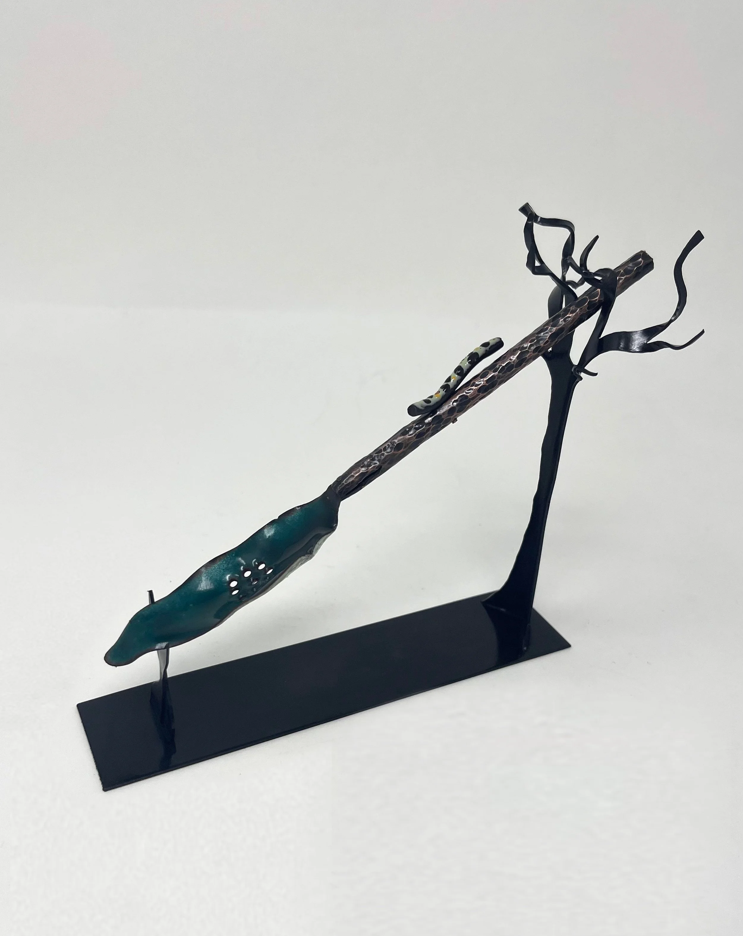 Copper Enamel Olive Spoon with Holder