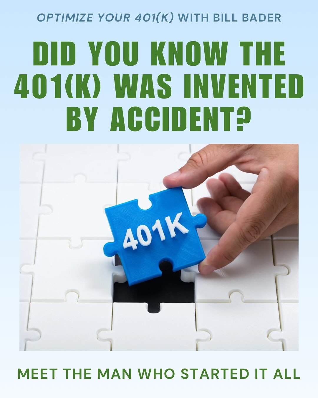 The 401(k) plan was named after the section of the tax law that legalized it. Section 401(k) changed retirement in America forever. 

Back in the day, pensions guaranteed workers income for life. Then Ted Benna came along in the 1980s and realized Se