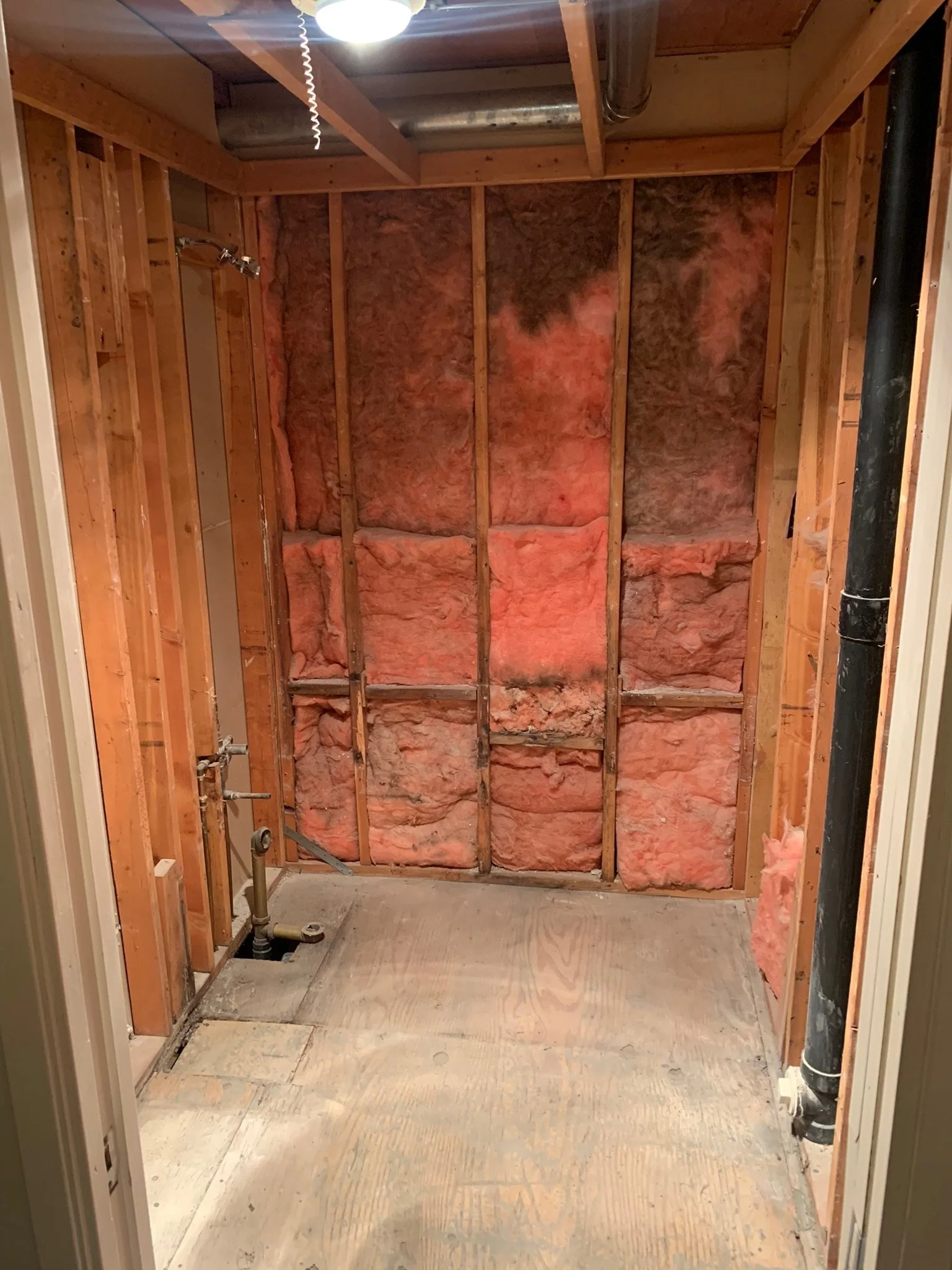 Recent insulation work with SAW Renovations with open walls displaying insulation