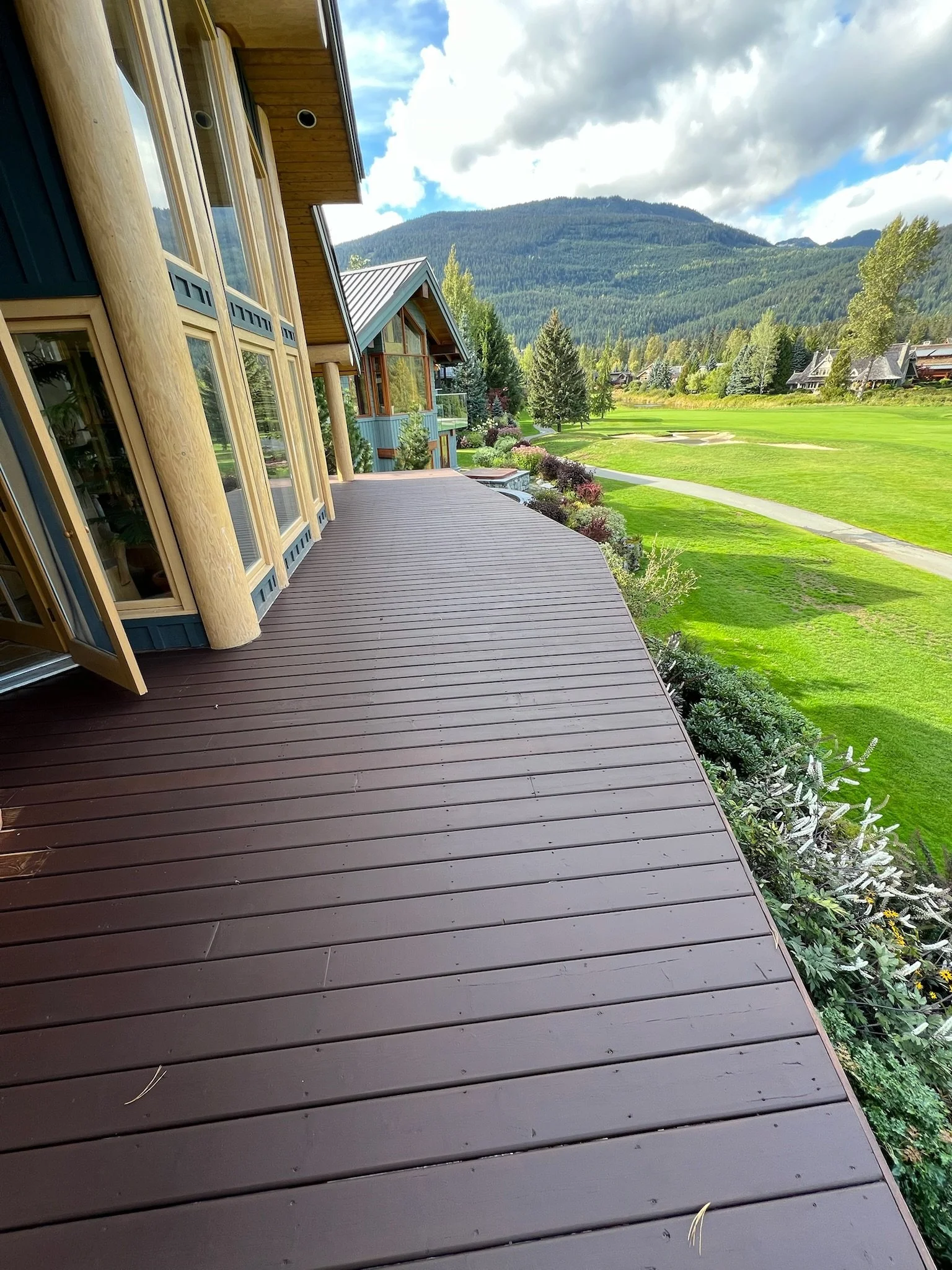 Whistler outdoor patio deck with a fresh coat amongst Golf Course Home