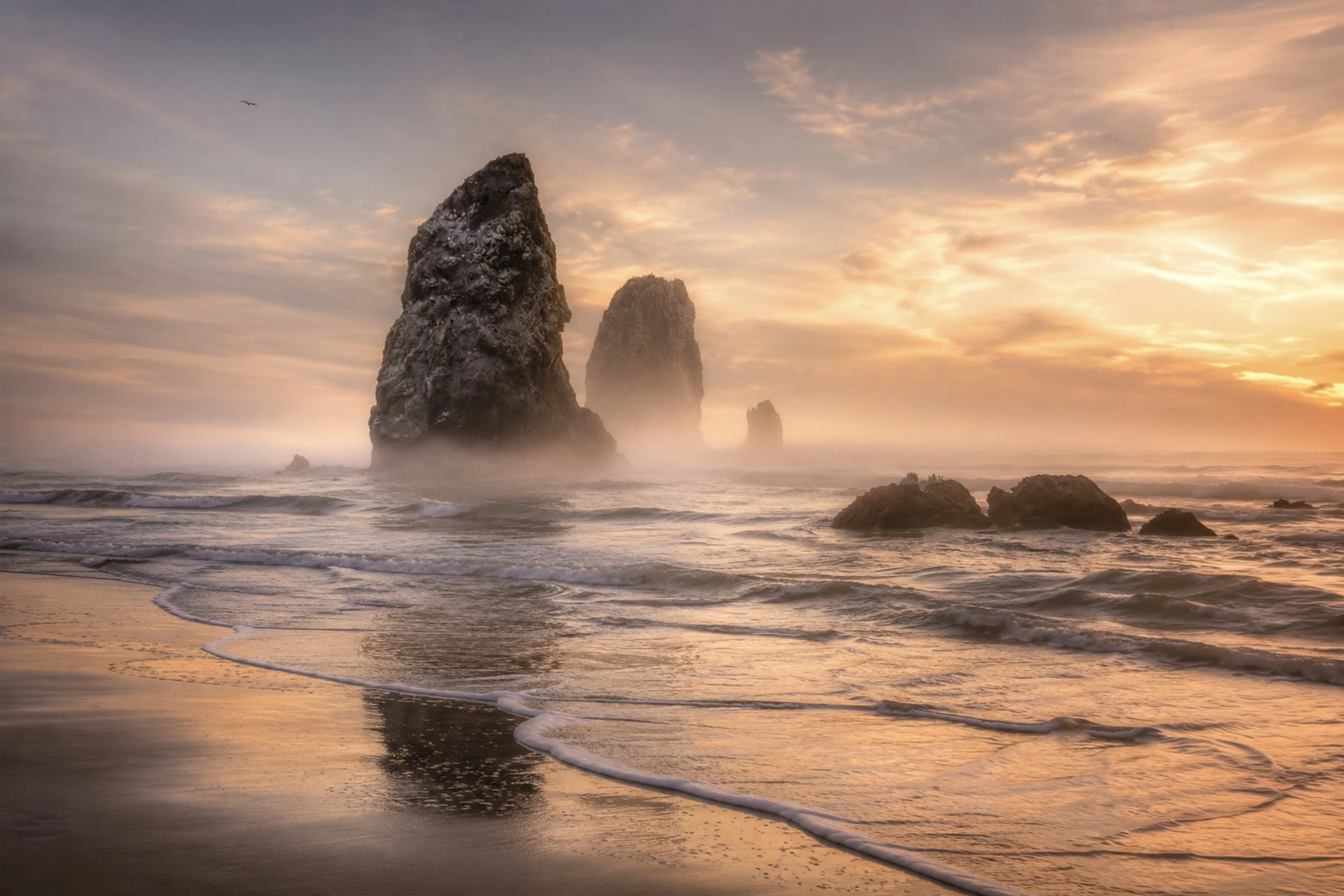 326 Where Sea Stacks Rise Through the Golden Fog at Evening.jpg