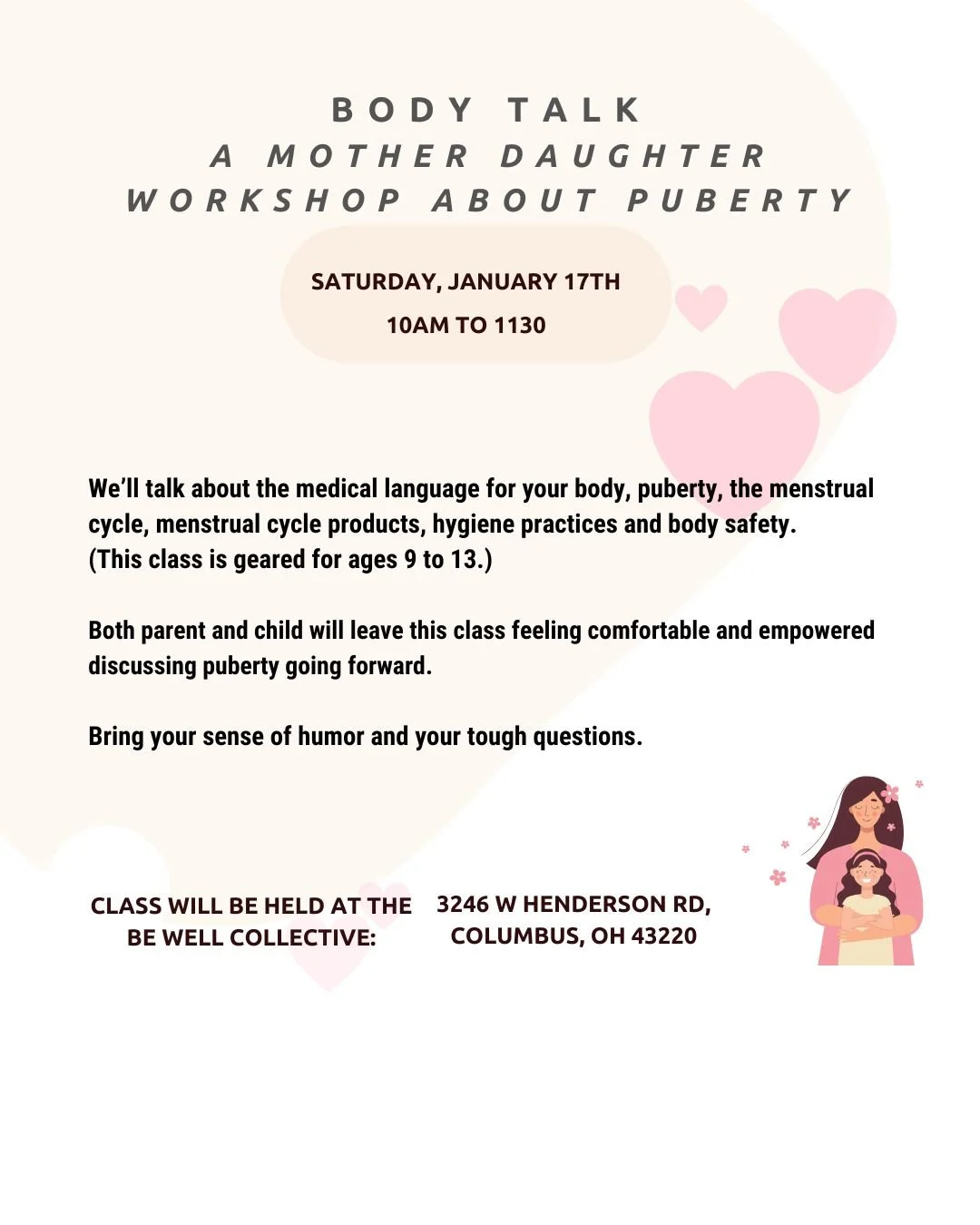 Body Talk: A mother daughter workshop about puberty