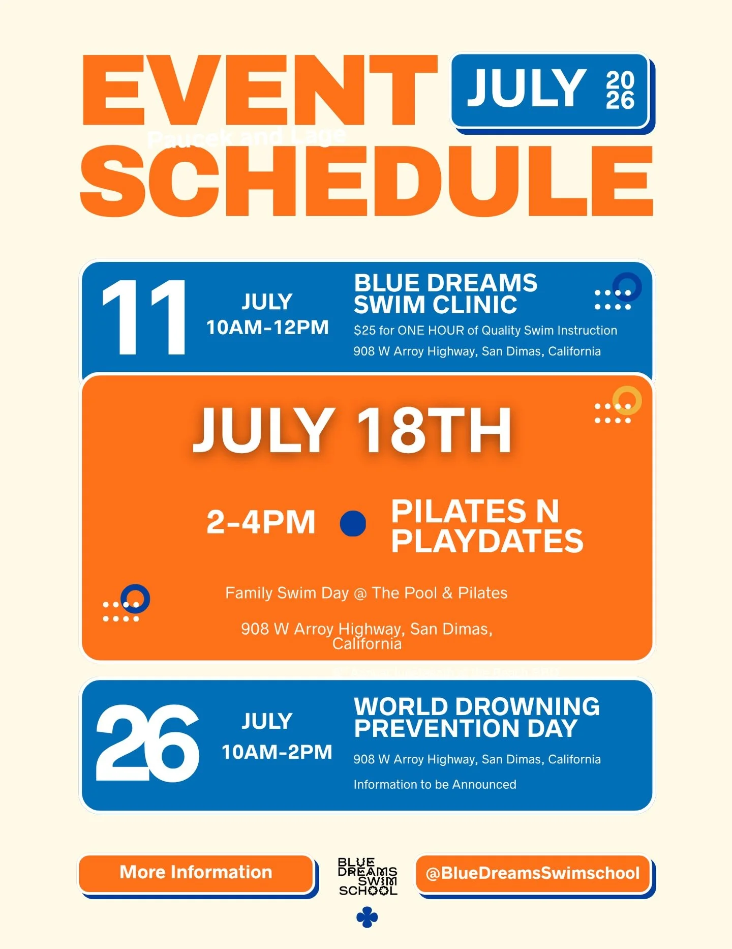 And now we&rsquo;re on to the next event!  This Saturday we&rsquo;re hosting [ @pilates.n.playdates ] for a Family Swim Day ‼️

Reach out to Kelly &amp; ask if you&rsquo;re able to join! 

BYOM&amp;G - Bring Your Own Mat &amp; Goggles 🥽 

#bluedream